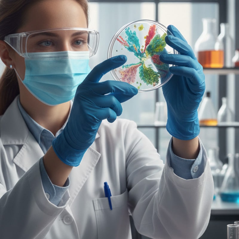 ag scientist looking at petri dish-min ag scientist looking at petri dish